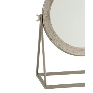 Miroir rond sur pied en métal argenté 30x15x34cm