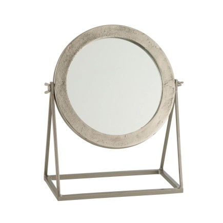 Miroir rond sur pied en métal argenté 30x15x34cm