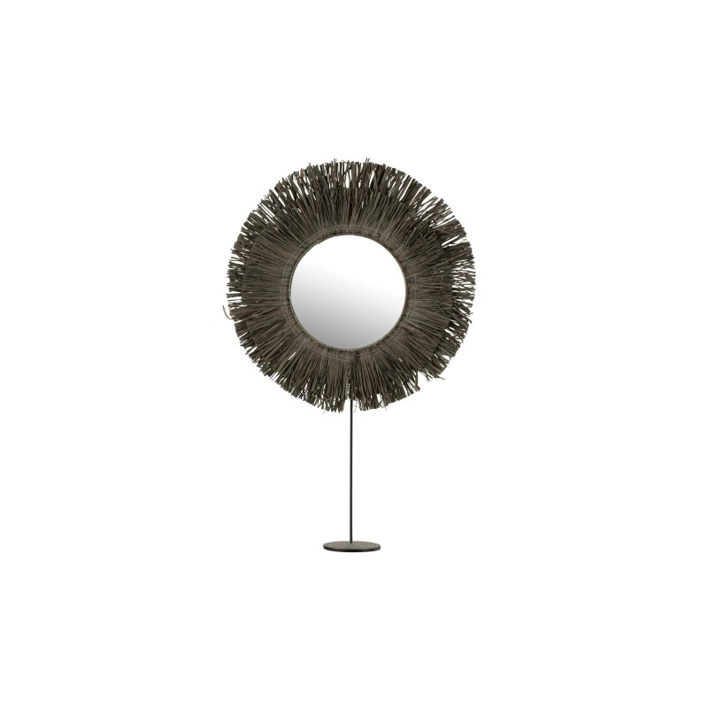 Miroir rond sur socle en Raphia gris 41x9x51 cm Miroir rond sur socle en Raphia gris 41x9x51 cm