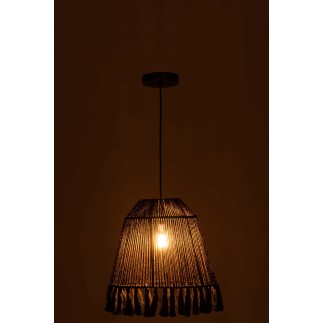 Lampe suspendue en jute et métal noire 33x33x40 cm