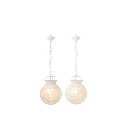 Conjunto de 2 lámparas colgantes de vidrio blanco 16x16x75 cm