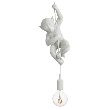 Lámpara de mono suspendida en resina blanca 16.5x12.5x96 cm