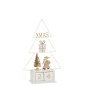 Árbol de Navidad con calendario y led en madera blanca 19x7,5x31 cm