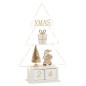 Árbol de Navidad con calendario y led en madera blanca 19x7,5x31 cm