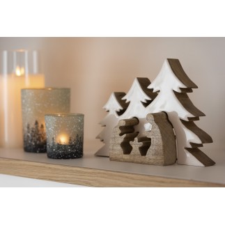 Puzzle de cuna de árbol de Navidad de madera blanca de 25x18x4 cm