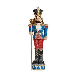 Figura Decorativa Cascanueces Azul Luz LED Poliresina 20 x 92 x 28 cm