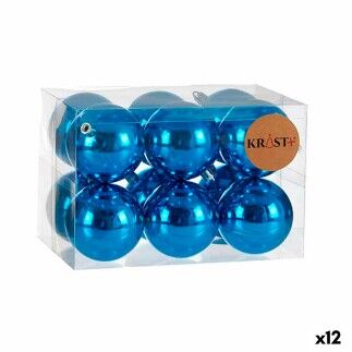 Set de Bolas de Navidad Azul Plástico Ø 7 cm (12 Unidades)