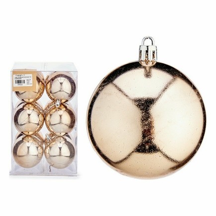 Lot de boules de Noël champagne Plastique Ø 7 cm (12 Unités)