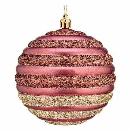 Set de Bolas de Navidad Círculos Rosa Plástico 10 x 11 x 10 cm (6 Unidades)