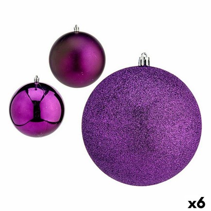 Lot de boules de Noël Violet Plastique Ø 12 cm (6 Unités)