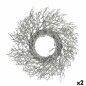 Couronne de Noël Branche Argenté Plastique 50 x 10 x 50 cm (2 Unités)