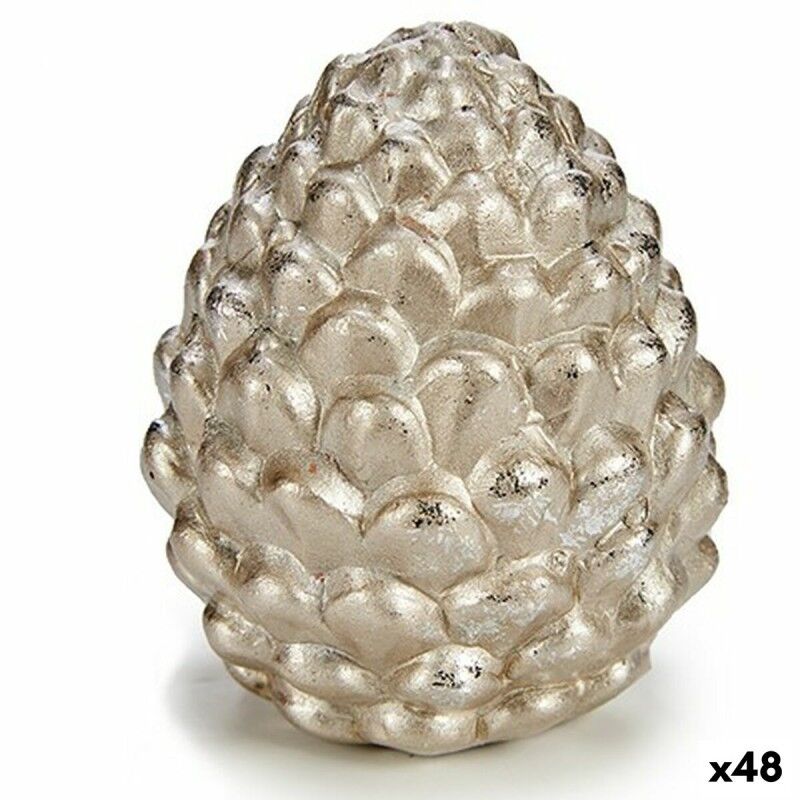 Figurine Décorative Pomme de pin Argenté Céramique 6 x 7 x 6 cm (48 Unités)