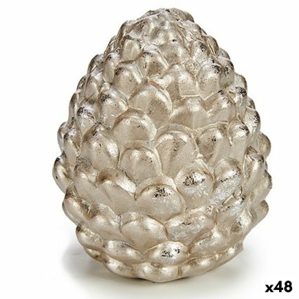 Figurine Décorative Pomme de pin Argenté Céramique 6 x 7 x 6 cm (48 Unités)