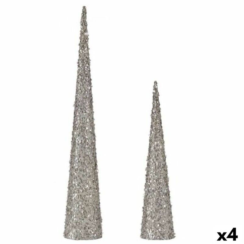 Set de Figuras Conos Lentejuelas Blanco Plástico (4 Unidades)