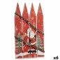 Decoración Colgante Cartel Papá Noel Luz LED Rojo Plástico Madera MDF 34,7 x 4 x 60 cm (6 Unidades)