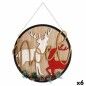 Decoración Colgante Cartel Reno de Navidad Natural Madera MDF 29 x 1 x 29 cm (6 Unidades)