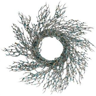 Couronne de Noël Branche Bleu Plastique 50 x 10 x 50 cm (2 Unités)