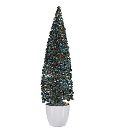 Figurina decorativa Albero di Natale Blu e Oro in Plastica 10 x 38 x 10 cm (6 Unità)