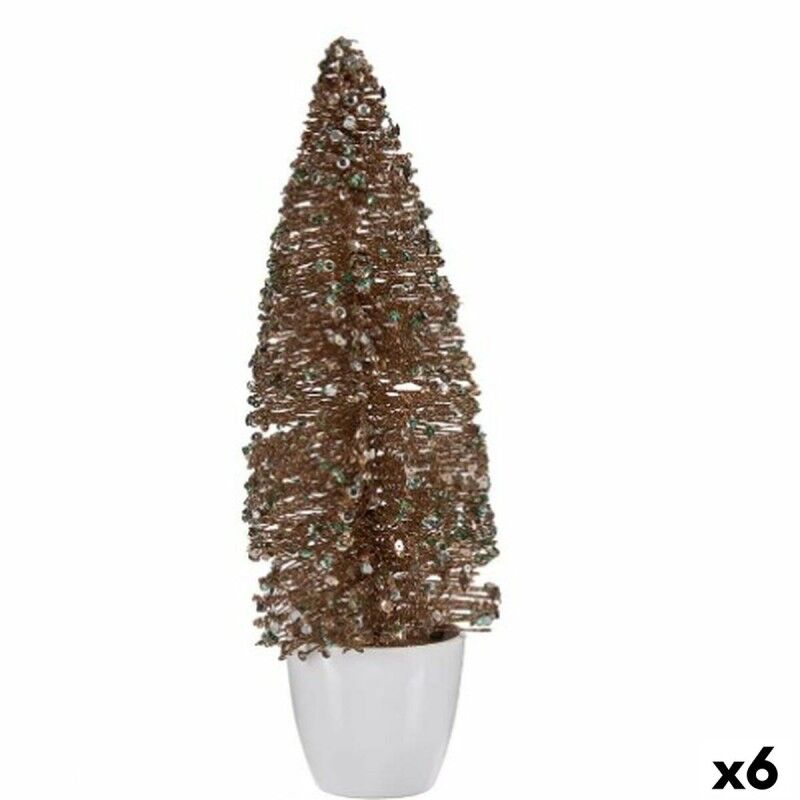 Statuetta decorativa Abete di Natale Menta champagne Plastica 10 x 33 x 10 cm (6 unità)