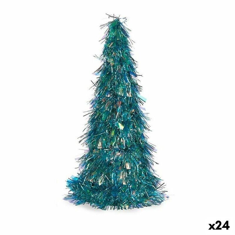 Figurina decorativa Albero di Natale ghirlanda Blu polipropilene PET 24 x 46 x 24 cm (24 unità)