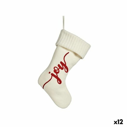 Adorno Navideño Joy Calcetín de Navidad Blanco Tela 28 x 4 x 46 cm (12 Unidades)