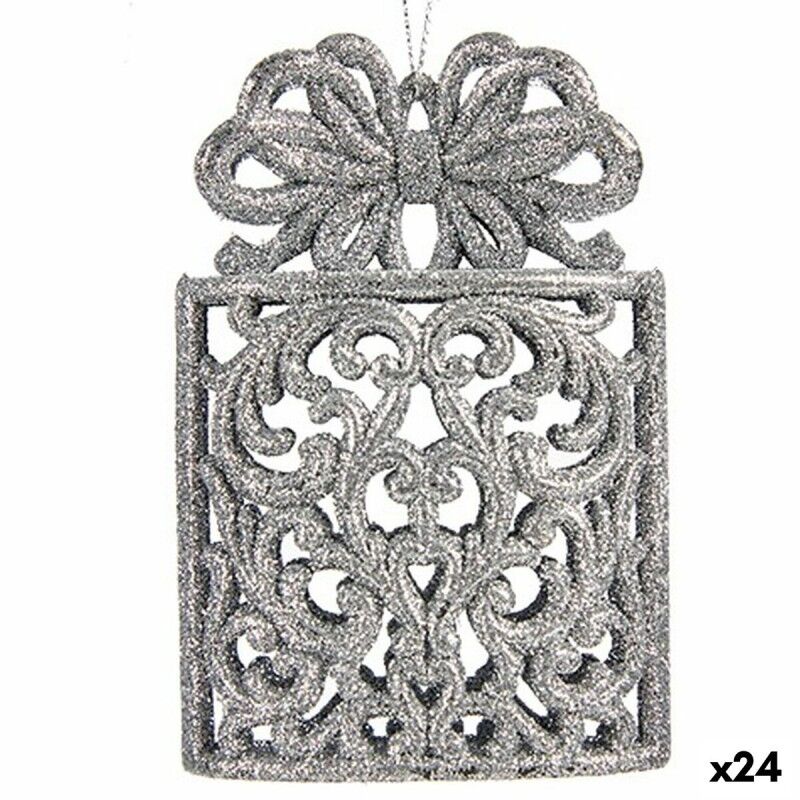 Décorations de Noël Boîte Cadeau Argenté Plastique Paillettes 7,5 x 11,5 x 4 cm (24 Unités) Décorations de Noël Boîte Cadeau Argenté Plastique Paillettes 7,5 x 11,5 x 4 cm (24 Unités)