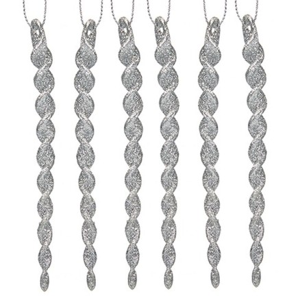 Décorations de Noël Argenté Plastique Paillettes 13,5 x 1 x 5,5 cm (24 Unités)