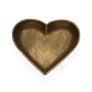 Figura Decorativa Versa Dorado Corazón 25 x 25 x 3,5 cm