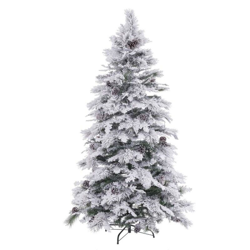 Albero di Natale Bianco Verde PVC Metallo Polietilene Innevato 240 cm