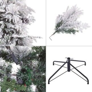 Albero di Natale Bianco Verde PVC Metallo Polietilene Innevato 240 cm
