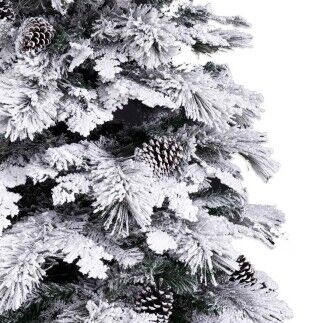 Albero di Natale Bianco Verde PVC Metallo Polietilene Innevato 240 cm