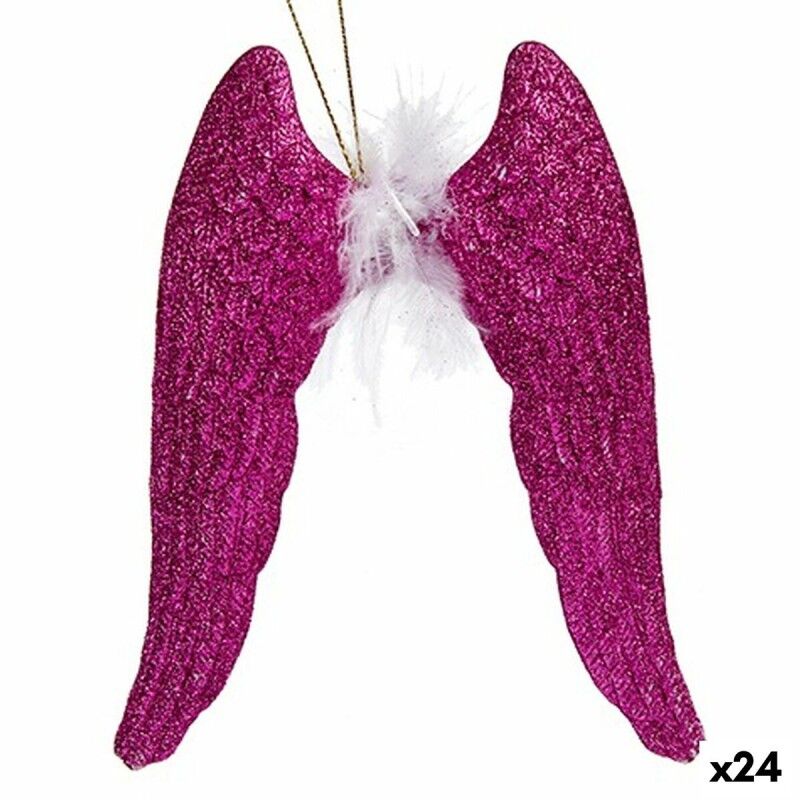 Décorations de Noël Ailes d'ange Fuchsia Plastique Paillettes 12,5 x 15 x 2,5 cm (24 Unités) Décorations de Noël Ailes d'ange Fuchsia Plastique Paillettes 12,5 x 15 x 2,5 cm (24 Unités)