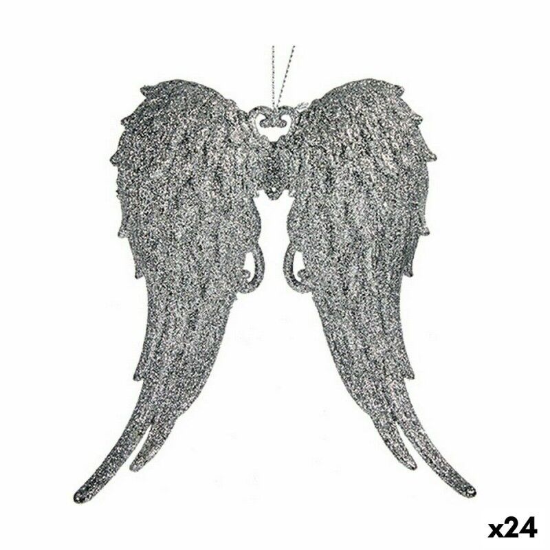 Décorations de Noël Ailes d'ange Argenté Plastique Paillettes 13 x 14,5 x 2,5 cm (24 Unités) Décorations de Noël Ailes d'ange Argenté Plastique Paillettes 13 x 14,5 x 2,5 cm (24 Unités)