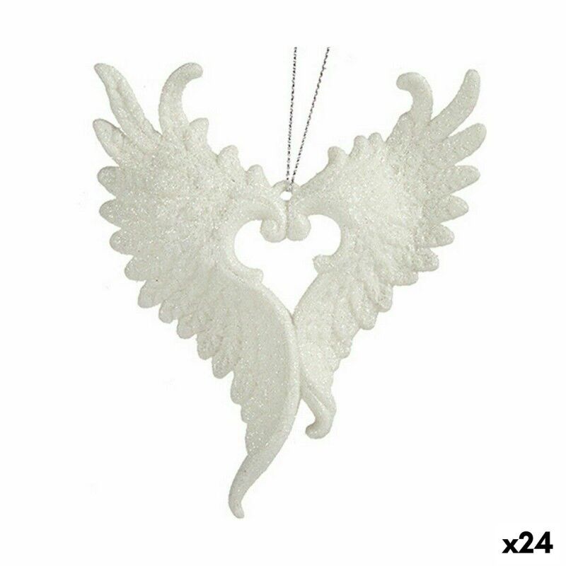 Décorations de Noël Ailes d'ange Blanc Plastique Paillettes 12 x 13 x 2,5 cm (24 Unités) Décorations de Noël Ailes d'ange Blanc Plastique Paillettes 12 x 13 x 2,5 cm (24 Unités)