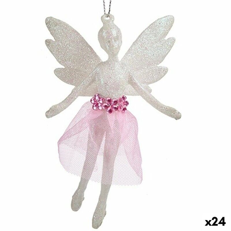 Adorno Navideño Hada Blanco Plástico Purpurina 8 x 12 x 5 cm (24 Unidades)