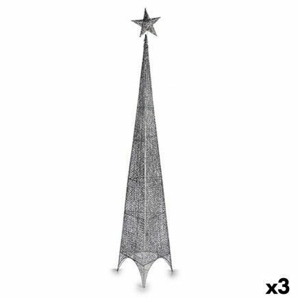 Árbol de Navidad Estrella Torre Plateado Metal Plástico 42 x 218 x 42 cm (3 Unidades)