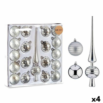 Decorazioni natalizie in PVC argentato (4 unità)
