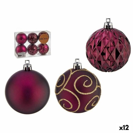 Set di palline di Natale Viola in Plastica Ø 6 cm (12 pezzi)