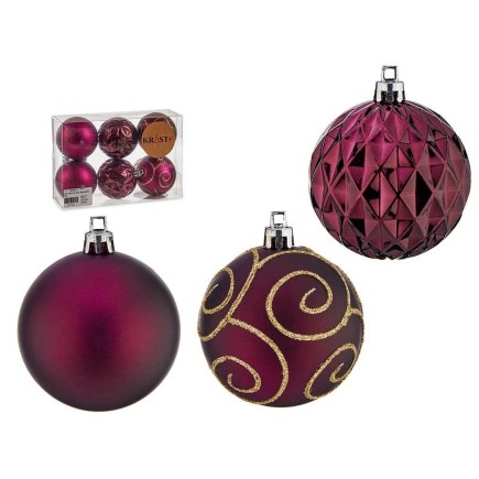 Set di palline di Natale Viola in Plastica Ø 6 cm (12 pezzi)