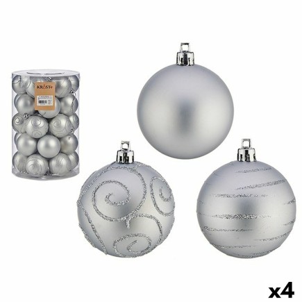 Set di palline di Natale Argento in PVC Ø 6 cm (4 unità)
