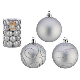 Set di palline di Natale Argento in PVC Ø 6 cm (4 unità)
