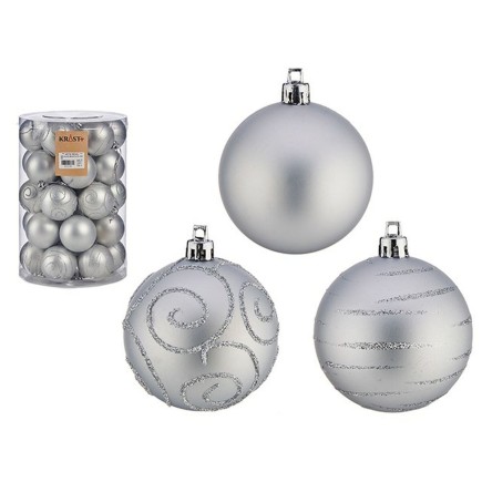 Set di palline di Natale Argento in PVC Ø 6 cm (4 unità)
