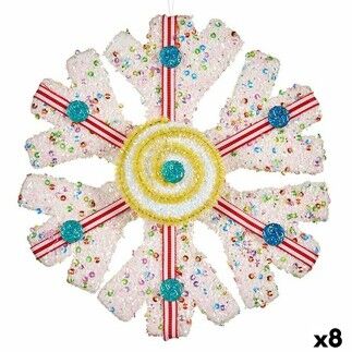 Adorno Navideño Copos de nieve Blanco Rojo 17 x 6 x 17 cm (8 Unidades)