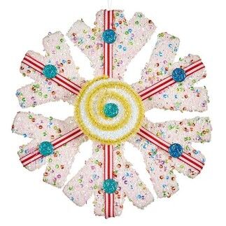 Adorno Navideño Copos de nieve Blanco Rojo 17 x 6 x 17 cm (8 Unidades)