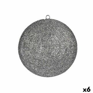 Palla decorativa in metallo grigio plastica (6 unità)
