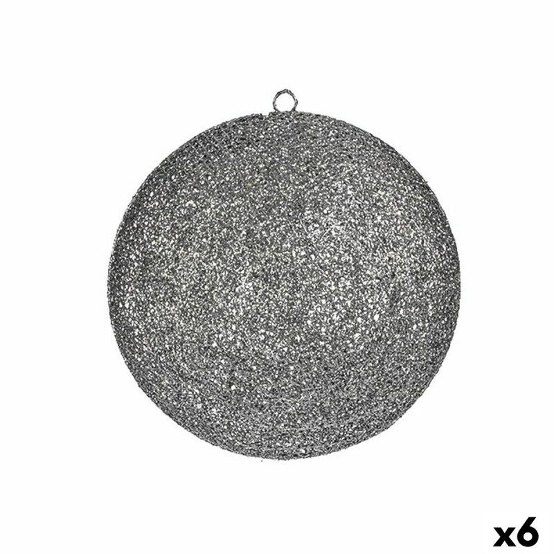 Palla decorativa in metallo grigio plastica (6 unità)