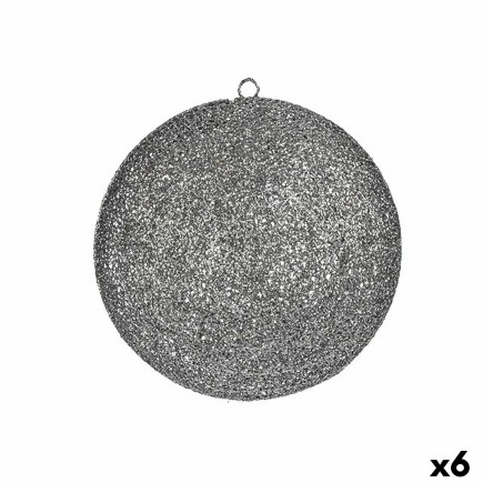 Palla decorativa in metallo grigio plastica (6 unità)