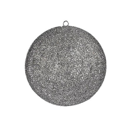 Palla decorativa in metallo grigio plastica (6 unità)