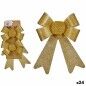 Set Adornos de Navidad Lazo Dorado PVC 16 x 3 x 18 cm (24 Unidades)