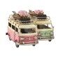 Figura Decorativa Home ESPRIT Furgoneta Verde Rosa Vintage 17 x 8 x 11 cm (2 Unidades)